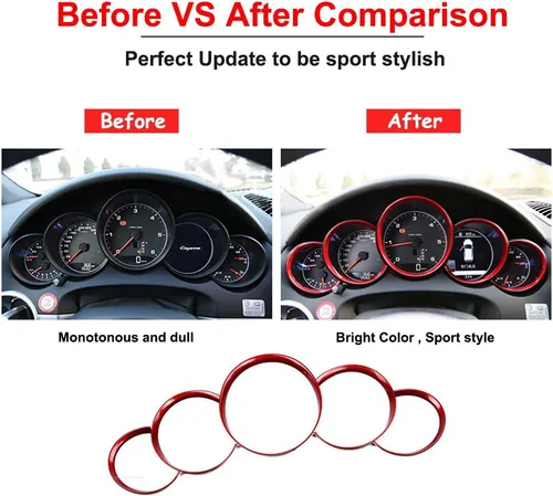Vista 3 de 5 anillos rojos para tablero de instrumentos para Porsche Cayenne, 911, Panamera