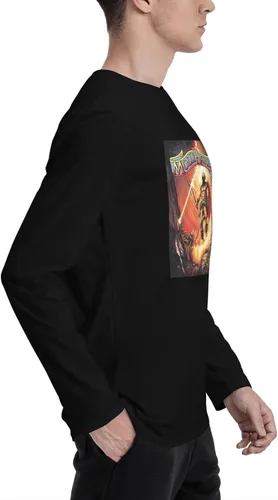 Vista 3 de Molly Music and Hatchet Men's Long Sleeve Crewneck T-Shirts Base Layer Shirt Gym Athletic Tee Black