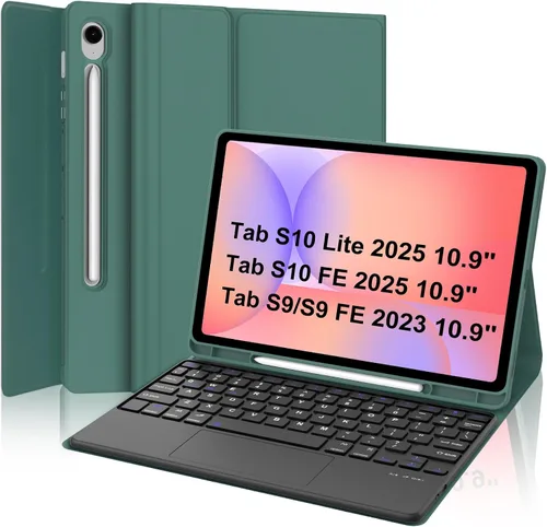 Vista 19 de Funda de teclado para Samsung Galaxy Tab S7 FE (5G)/S8 Plus/S7 Plus de 12.4 pulgadas Teclado Bluetooth magnético desmontable Funda protectora