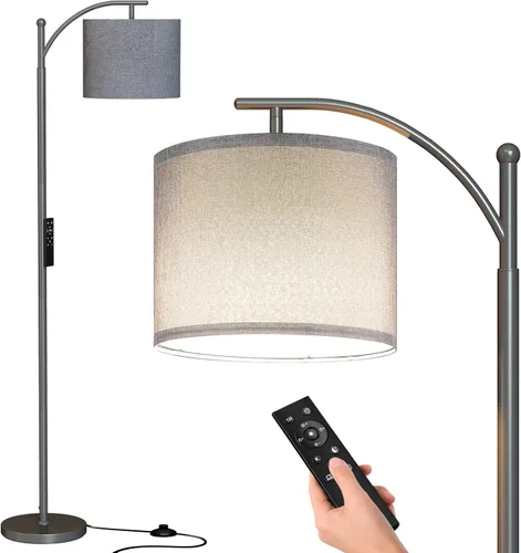 Vista 15 de SUNMORY Lámpara de pie de arco, lámpara de pie moderna con bombilla de 9W y 3 temperaturas de color, lámparas de pie de metal con pantalla colgante