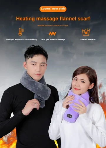 Vista 2 de ikasus Bufanda cálida USB Bufanda de cuello calentada Ajuste de temperatura de tres niveles Control de masajeador de cuatro niveles Bufandas