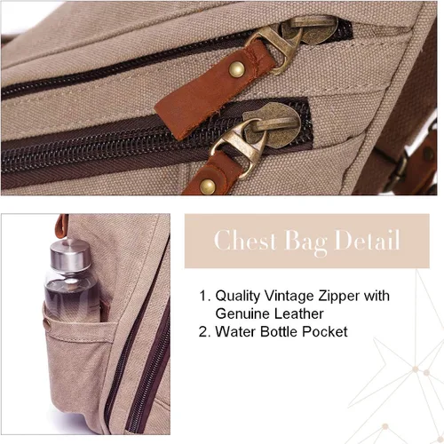 Vista 5 de KL928 Bolso bandolera de lona Mochila pequeña cruzada de hombro, mochila casual para hombres y mujeres
