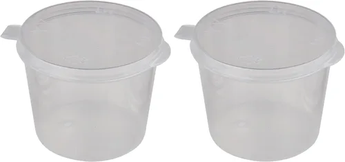 Vista 6 de WARMBUY Vasos desechables de plástico de 1 onza con tapas adjuntas, 100 unidades Pinturas para aderezos para ensaladas y salsas en contenedores