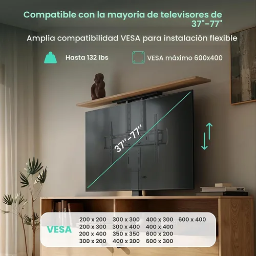 Vista 7 de ynVISION.DESIGN Soporte elevador de TV motorizado para televisores de 37 a 77 pulgadas Soporte de TV con motor de elevación vertical con control