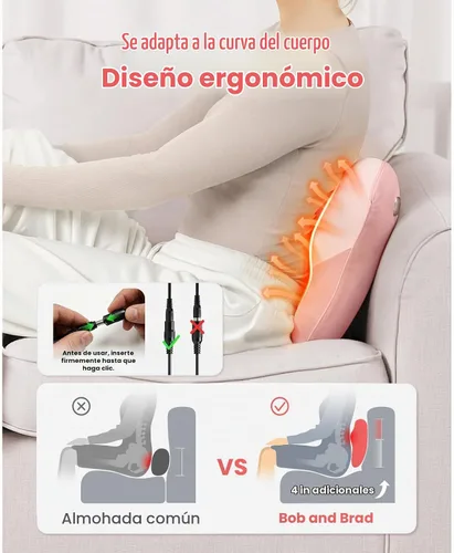Vista 5 de BOB AND BRAD Masajeador de espalda con calor elegible para FSA, masajeador de cuello con cable EZBack para alivio del dolor de tejido profundo Rosa