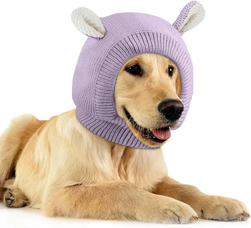 Vista 7 de Orejeras silenciosas para perros, cuello de 14.96 pulgadas, protectores auditivos para perros, protección contra ruido, gorro de punto envolvente