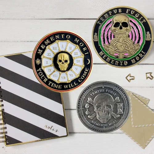 Vista 8 de Imasoner Memento Mori Coin Stoic Coin EDC Challenge Coin Stoicism Regalos para recordatorio