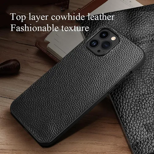 Vista 6 de Funda de cuero para iPhone 14/14 Plus/14 Pro/14 Pro Max, piel auténtica de lujo, ajuste delgado, ligera, antideslizante, a prueba de golpes, funda