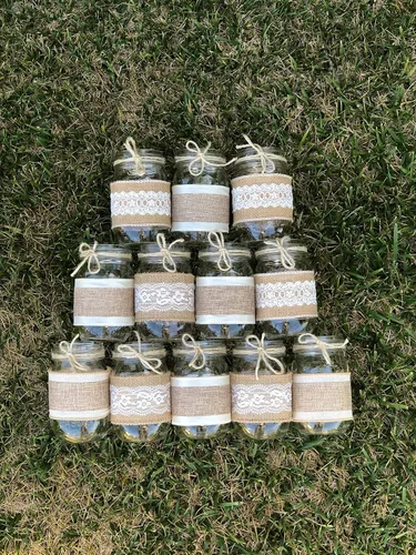 Vista 3 de Set of 12 Burlap and Lace Sleeves for Mason Jars, Sleeves and Twine ONLY, Jars NOT Included, Burlap Mason Jar Wraps, Shabby Chic Centerpieces for