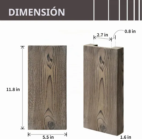 Vista 5 de GRID FORTE Juego de 2 macetas de pared de madera de nogal oscuro, bolsillo de pared para vegetación y flores secas, decoración de pared de granja