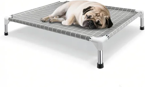 Vista 10 de Cama elevada para mascotas, cama elevada para mascotas para Cama desmontable para perro, uso en interiores y exteriores, tela de algodón