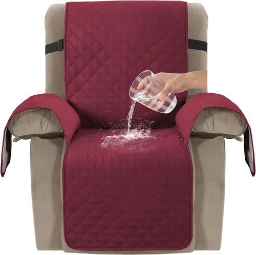 Vista 9 de Turquoize Funda reclinable 100% impermeable para ancianos, fundas reclinables antideslizantes para sillas reclinables de elevación eléctrica Marrón