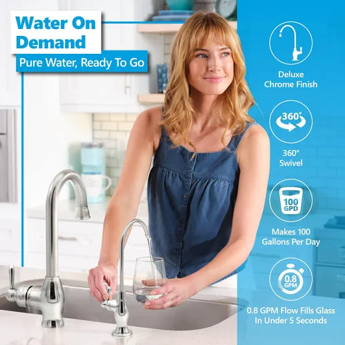 Vista 4 de Express Water Sistema de filtración de agua de ósmosis inversa Sistema de filtro de agua RO de 5 etapas con grifo y tanque Filtro de agua debajo