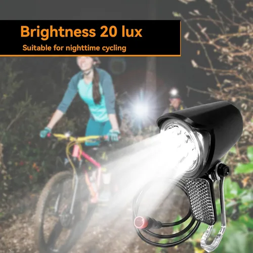 Vista 4 de Faro eléctrico para bicicleta, compatible con 12 V-60 V, conector impermeable de 2 pines, luz delantera de bicicleta eléctrica, luz frontal LED