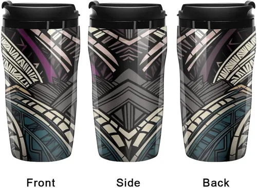 Vista 4 de Art Deco Geometric Pattern Coffee Cup Hot Coffee Travel Mug Reusable Iced Coffee Cups Double Heat Insulation Coffee Mug with Leak-Proof Lid Stylish