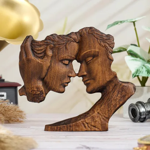 Vista 6 de BGCOPPER Estatua de madera para pareja, esculturas abstractas de pareja para decoración del hogar, regalo de mujer para aniversario, boda
