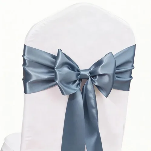 Vista 12 de Bandas de satén para sillas de color azul bebé, paquete de 50 lazos para sillas de color azul claro para boda, revelación de género, baby shower