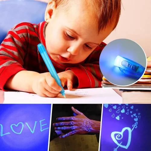 Vista 6 de 30 piezas de bolígrafos de tinta invisible con luz UV, bolígrafo espía, marcador mágico, recuerdos de fiesta para niños de 8 a 12 años, regalos