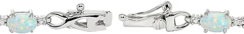 Vista 6 de Pulsera de plata de ley auténtica, creada o simulada, con piedras preciosas ovaladas, delicadas, infinitas, para mujeres y niñas
