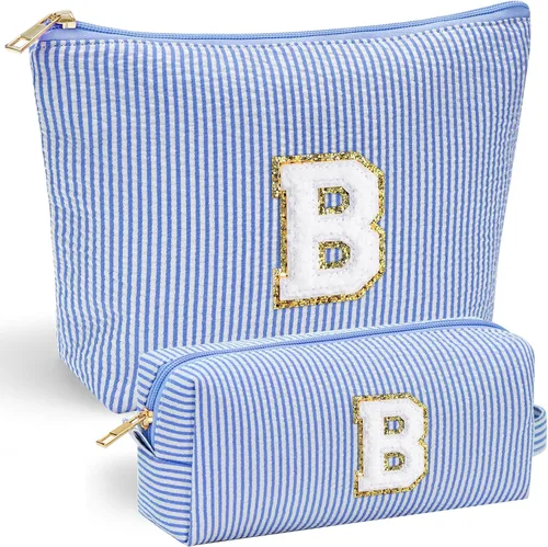 Vista 144 de YOOLIFE Regalos del Día de la Madre para Mujeres, Bolsa de Maquillaje con Iniciales, Bolsa de Maquillaje para Viaje, Bolsa de Maquillaje Negro