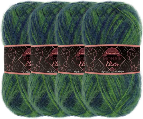 Vista 128 de JubileeYarn Mohair Elixir Yarn - 50g/Skein Baby Wool Blend - Cosmopolitan - 1 Skein