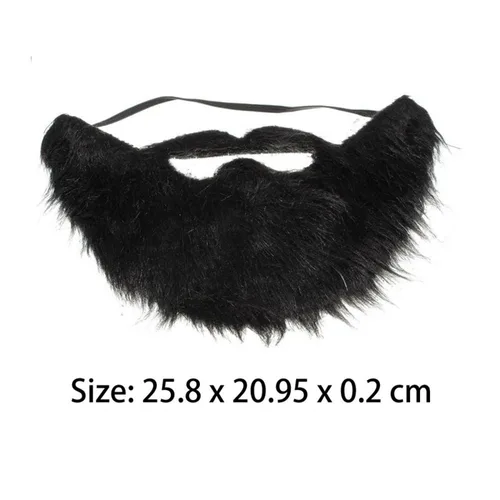 Vista 6 de Barba falsa de Halloween, disfraz divertido para fiesta de disfraces, barba negra Chong Bigote peluca de Halloween, Negro