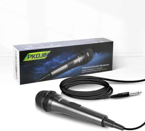 Vista 7 de Micrófono de karaoke dinámico para cantar, micrófono vocal con cable para karaoke, micrófono de mano con cable de 10 pies, micrófonos para altavoz