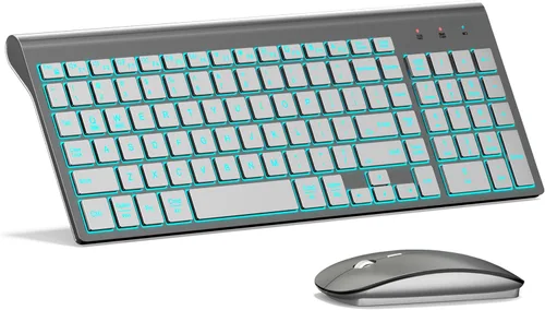 Vista 8 de TopMate Combo de teclado y mouse inalámbricos ultradelgados, 2.4G silencioso compacto USB 2400DPI mouse e interruptor de tijera, juego de teclado