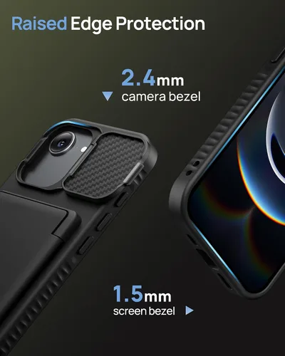 Vista 7 de Funda para iPhone 16e tipo cartera, soporte integrado, tarjetero y cubierta para lente de cámara, protección de cuerpo completo, resistente, Negro