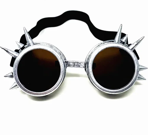 Vista 7 de Mad Scientist Time Traveler Steampunk - Gafas de disfraz de Halloween para mujeres y hombres Espiga de oro