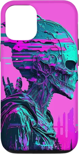 Vista 4 de iPhone 14 Pro Max Cool Retro Alien Sunset Tropical Trippy Vaporwave Sky Art Case