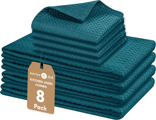 Vista 10 de Native Fab Juego de 8 toallas de cocina y paños de cocina, absorbentes, duraderos, de secado rápido para limpiar, cocinar, hornear, ideal