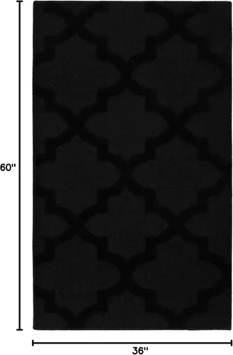 Vista 3 de Alfombra de Área Garland Rug Quatro Negra de 3' x 5' con Diseño de Enrejado Cut-Loop - Suave, Cómoda, Elegante y Económica en un Hermoso Color Negro