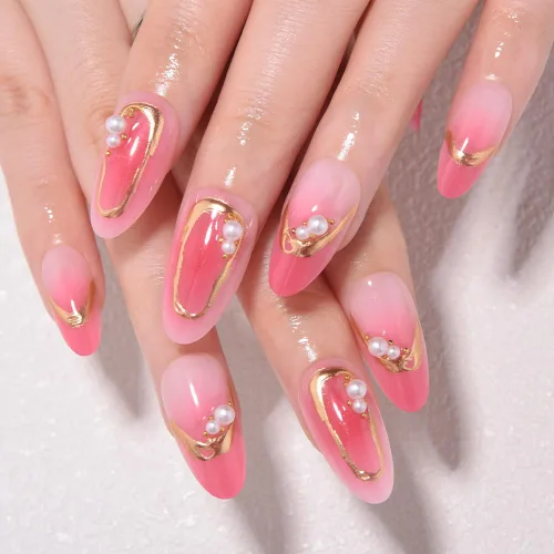 Vista 11 de evpct Uñas a presión bohemias 3D Nude con diseño de estrella dorada y 30 estrellas 3D de estilo bohemio