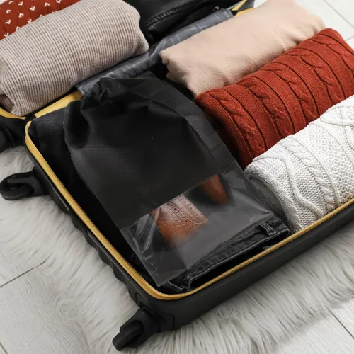 Vista 6 de C CRYSTAL LEMON Bolsas para zapatos de viaje, paquete de 12 12.6 x 17.3 pulgadas Bolsa de viaje de almacenamiento de zapatos de tela no tejida