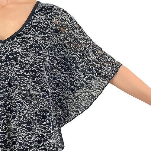 Vista 3 de Blusa de punto con cuello en V y manga 34 para mujer