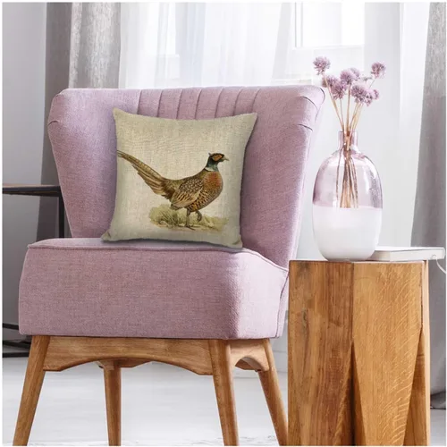 Vista 6 de Funda de almohada de lino con diseño de faisán dorado de 18 x 18 pulgadas, funda de cojín decorativa de doble cara para sofá, cama, silla y automóvil