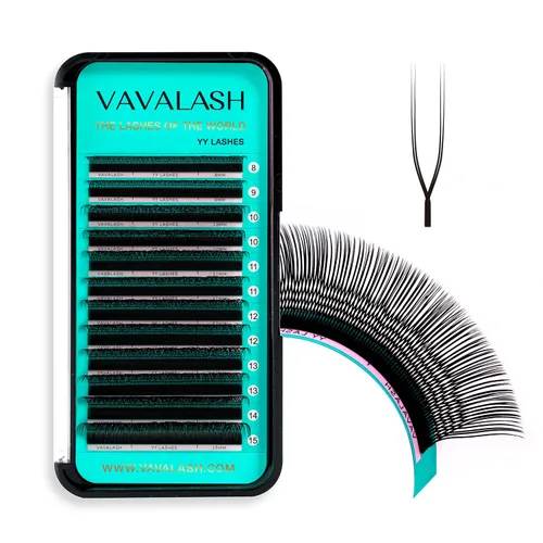 Vista 10 de VAVALASH Extensiones de pestañas en Y, rizo C, 0.002 in, 0.315-0.591 in, bandeja mixta, volumen 4D, extensiones de pestañas tipo YY, extensiones