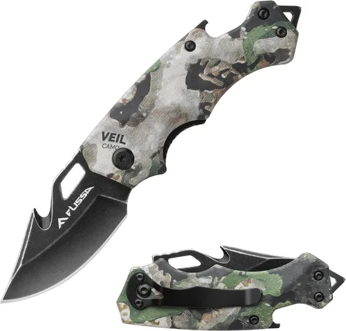 Vista 9 de FLISSA Mini cuchillo de bolsillo plegable, hoja de acero inoxidable de 2.5 Negro