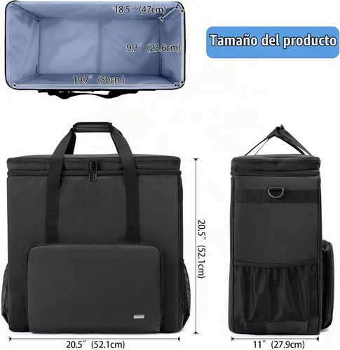 Vista 5 de CURMIO Estuche de transporte de PC de doble capa, bolsa de viaje para Negro