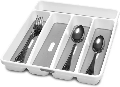 Vista 2 de madesmart Bandeja de cubiertos clásica antimicrobiana de alta calidad, agarre suave, cajón de cocina antideslizante, 5 compartimentos, organización
