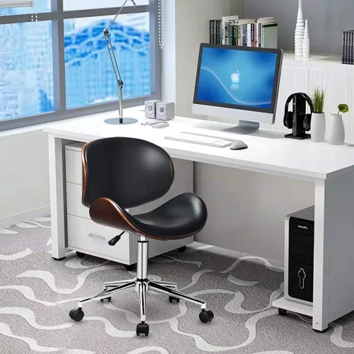 Vista 7 de GOODALLIN - Silla de oficina ajustable y moderna de mediados de siglo con asiento / respaldo curvo, silla ejecutiva giratoria, silla de computadora