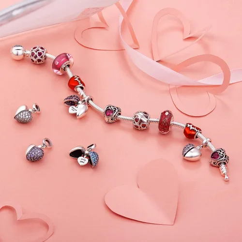 Vista 6 de NINGAN Abalorio colgante con texto en inglés I Love You para mujeres niñas esposa mamá hija amigas con circonia cúbica 5A para pulseras de abalorios