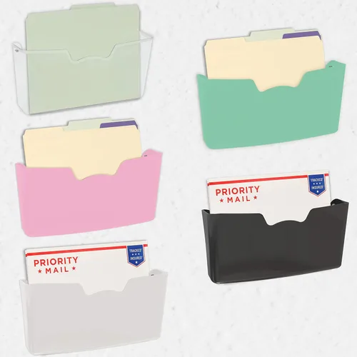 Vista 8 de Simple Houseware Organizador de Documentos de Bolsillo Transparente de Montaje en Pared para Portaarchivos Colgantes Organizador de archivos