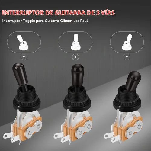 Vista 2 de DaierTek Selector de pastilla de interruptor de palanca de guitarra de 3 vías para guitarra eléctrica Gibson Epiphone Les Paul (punta negra)