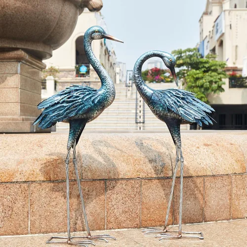Vista 2 de Kircust Estatua de Grulla de Jardín para Exteriores, Señuelo de Garza Azul Esculturas y Estatuas de Jardín, Arte de Pájaro de Metal para Decoración