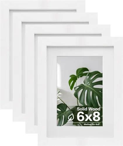 Vista 19 de Egofine - Juego de 4 portarretratos A4 de madera maciza y cubierta de plexiglás de 4 x 6/6 x 8 pulgadas con paspartú o A4 sin paspartú, para mesa
