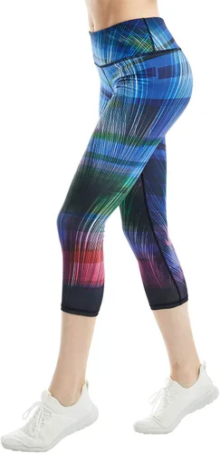 Vista 3 de COOLOMG Pantalones de yoga para mujer, mallas capri para correr, leggings de tiro bajo, entrenamiento, gimnasio con bolsillos ocultos