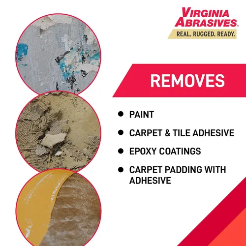 Vista 3 de Virginia Abrasives 421-80017 - Disco abrasivo de carburo de tungsteno de 17 pulgadas, disco de pulido de dos caras para alfombras, adhesivo, epoxi