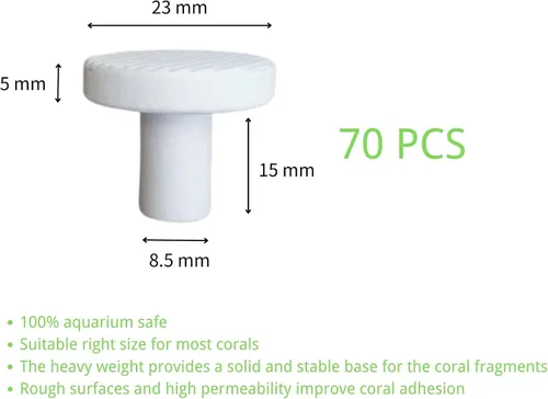 Vista 2 de Coral Frag Plugs 70 Pcs Ceramic Coralline Frag Plug Base Redonda